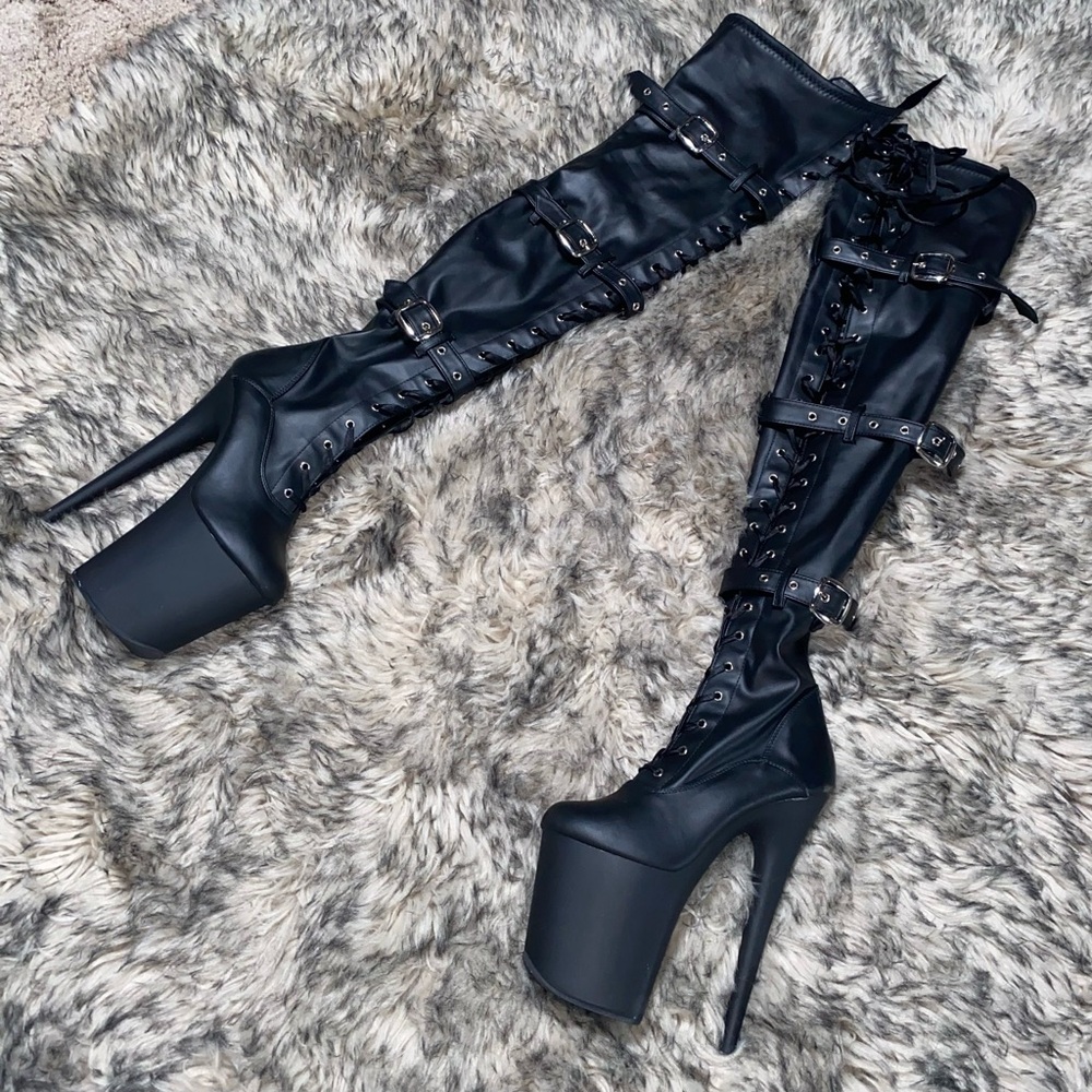 Pleaser Black Over the Knee 8- inch Platform Boots